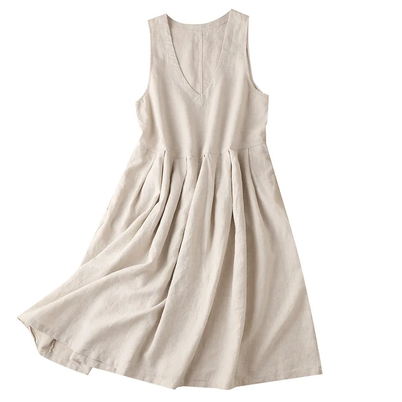 SHUCHAN Tank Dresses for Women 100% Linen Deep V-Neck Spring/Autumn Vintage Mid-Calf Sleeveless High Waist Dress Elegant
SHUCHAN Tank Dresses for Women 100% Linen Deep V-Neck Spring/Autumn Vintage Mid-Calf Sleeveless High Waist Dress Elegant