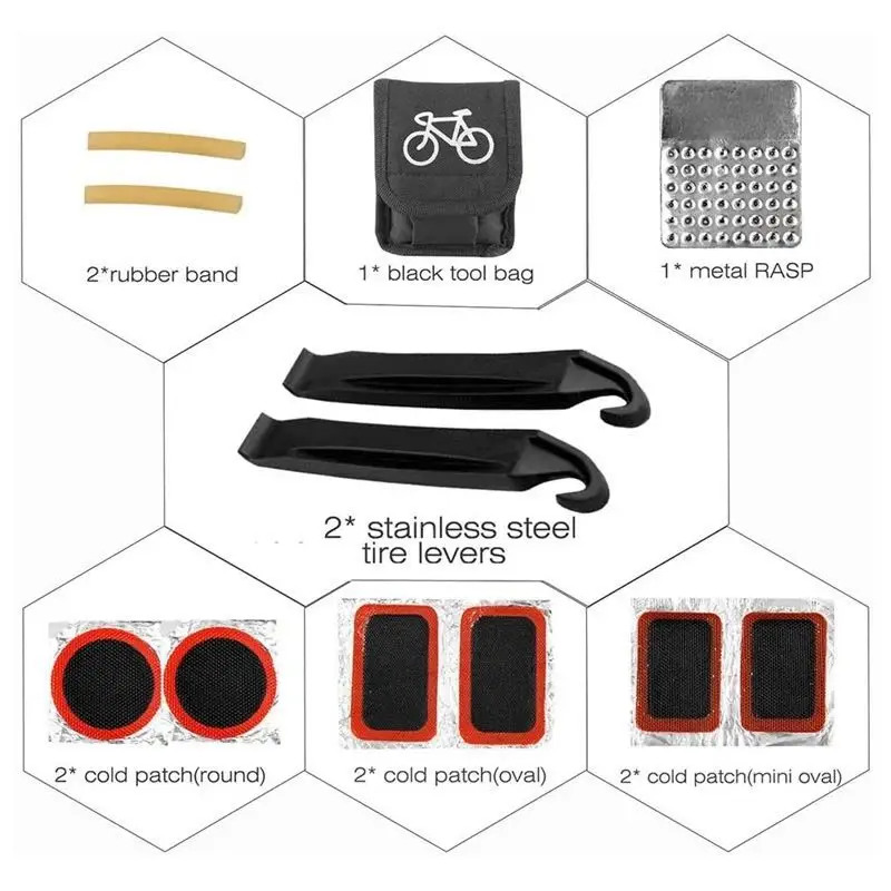 Bike Accessories Multi Function Bicycle Tool Set 16 in 1 Tools Kit Tire Repair Tool Puncture Patches Wrench Screwdriver Kits
Bike Accessories Multi Function Bicycle Tool Set 16 in 1 Tools Kit Tire Repair Tool Puncture Patches Wrench Screwdriver Kits