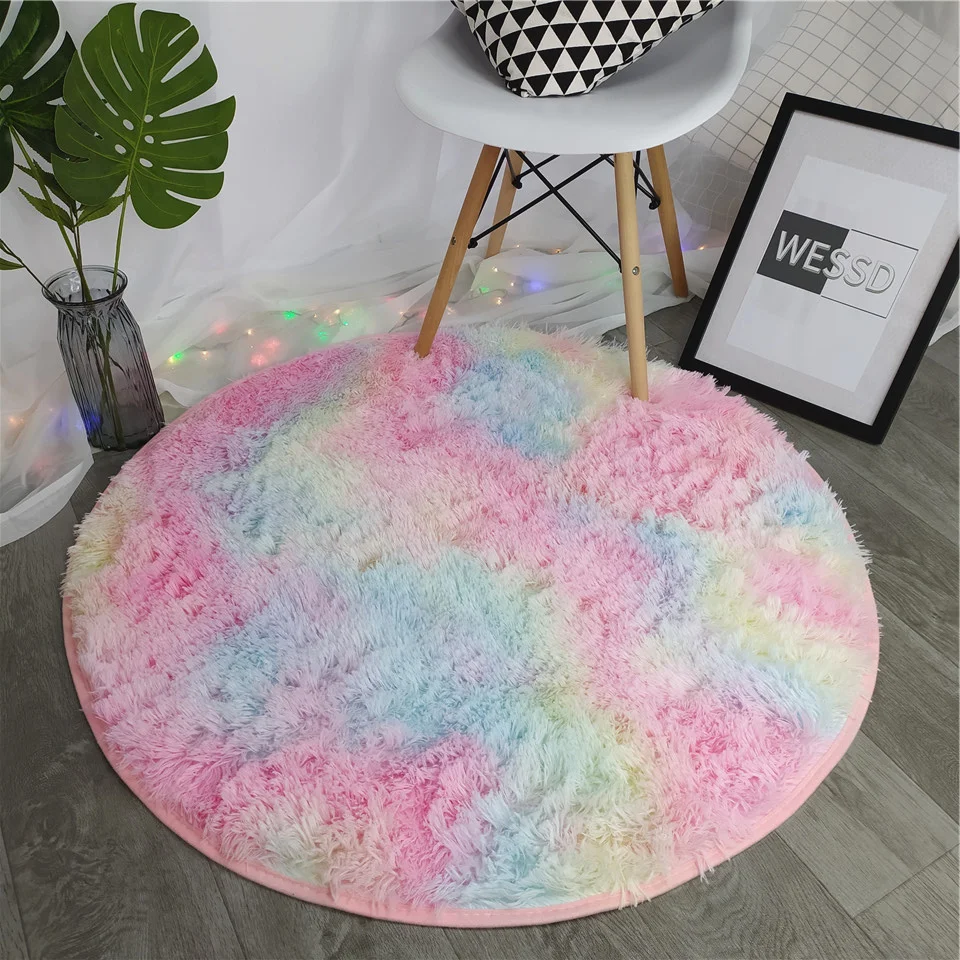 Rainbow Colorful Soft Fluffy Carpet Girl Round Hairy Area Rug For Bedroom Decoration Carpet shaggy Beside Mat Princess Style
Rainbow Colorful Soft Fluffy Carpet Girl Round Hairy Area Rug For Bedroom Decoration Carpet shaggy Beside Mat Princess Style