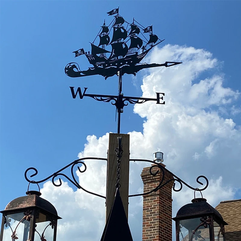 

NEW Weather Vane With Roof Mount Architectural Style Stainless Steel Ship Plane Animal Pattern Outdoor Weathervane Garden