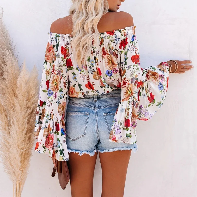 Fashion Women New Sexy One Word Shoulder Shirt Floral Printing Long Sleeve Top Casual Top for Women
Fashion Women New Sexy One Word Shoulder Shirt Floral Printing Long Sleeve Top Casual Top for Women