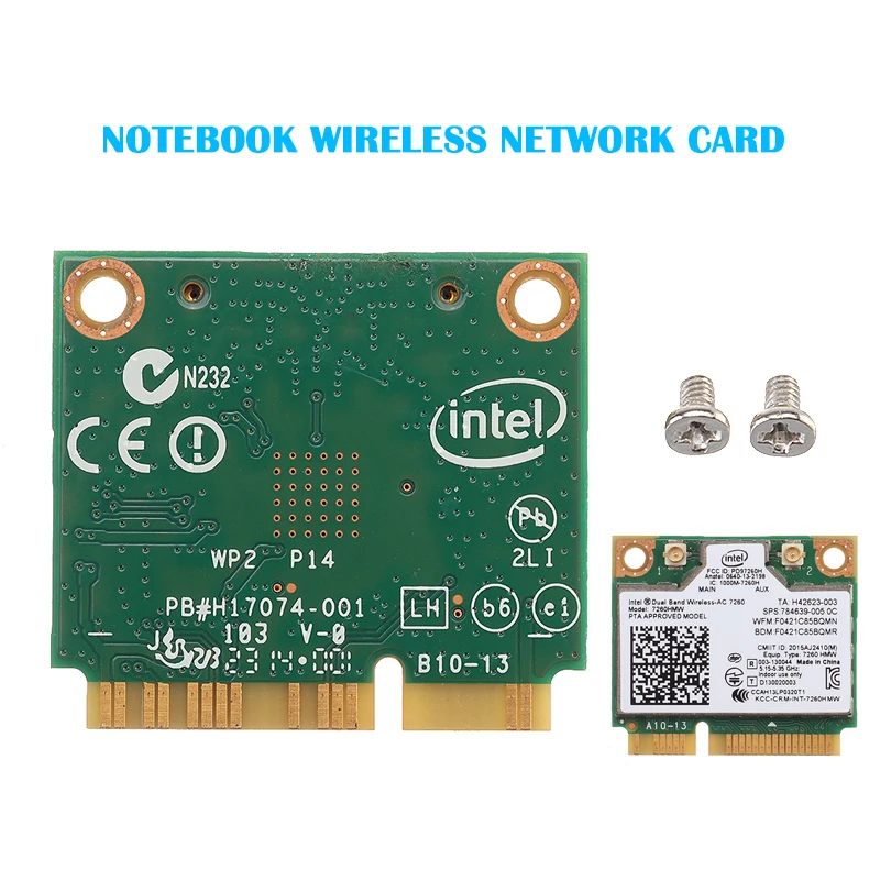 Network Card Intel 7260HMW AC Mini Wireless PCI-E Network Card Dual Band WiFi 876Mbps
Network Card Intel 7260HMW AC Mini Wireless PCI-E Network Card Dual Band WiFi 876Mbps