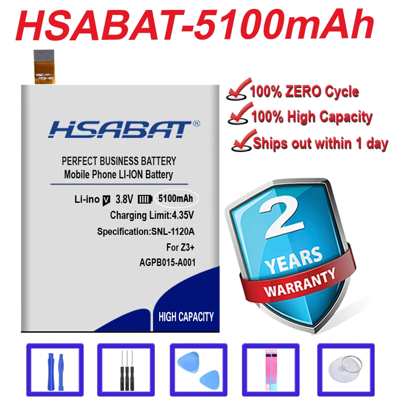 Новый аккумулятор HSABAT 5100 мАч для Sony Xperia Z3 + Z4 Neo AGPB015-A001 C5 Ultra Dual E5506 E5553 E5533 E5563 Plus E6553 |