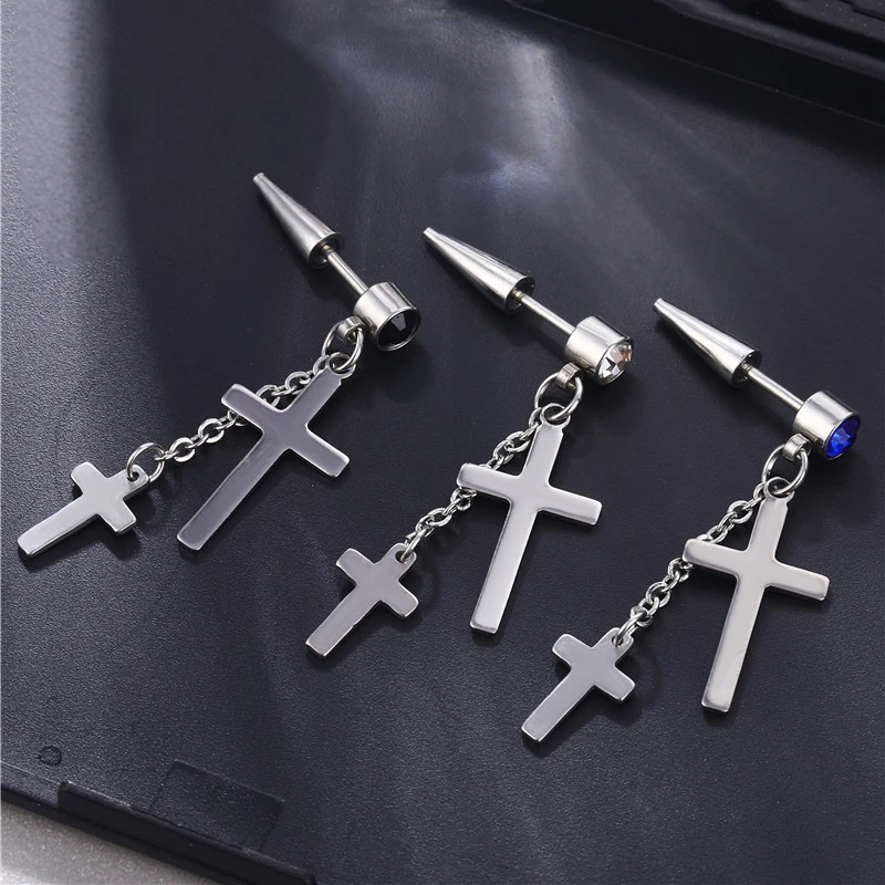 1PCS Ladies Fashion Punk Ear Studs Titanium Cross Pendant Drop Dangle Tassel Chain Earrings Modern Women Trend Jewelry Gift
1PCS Ladies Fashion Punk Ear Studs Titanium Cross Pendant Drop Dangle Tassel Chain Earrings Modern Women Trend Jewelry Gift