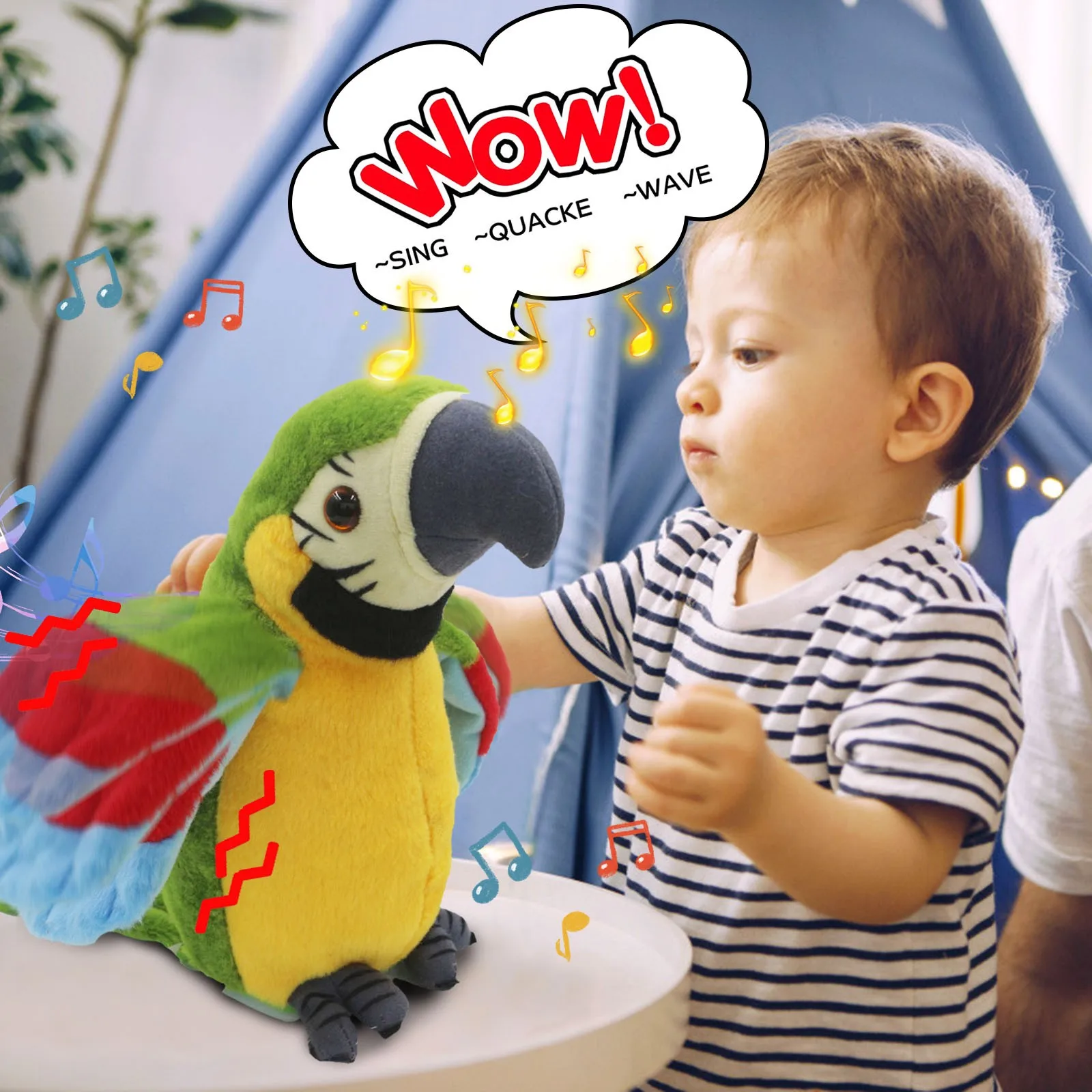 Крыло развевающийся музыкальные плюшевые игрушки Kawaii электронный попугай