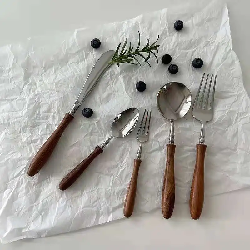 Stainless Steel Knife Short Wooden Handle Soup Dessert Spoon Tableware Kitchen Homehold Fruit Fork Simplicity Table Western Food
Stainless Steel Knife Short Wooden Handle Soup Dessert Spoon Tableware Kitchen Homehold Fruit Fork Simplicity Table Western Food