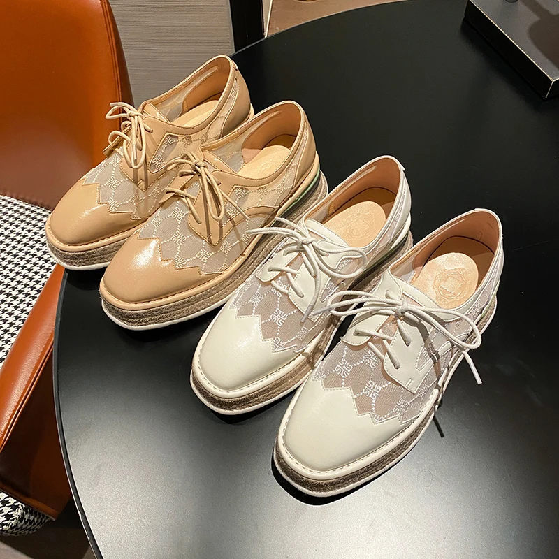 Hjwsfdcai Women Mesh Lace-Up Casual Shoes Platform Cowhide Leather Fashing Female Shoes Lightweight Temperament Mujer Footwear
Hjwsfdcai Women Mesh Lace-Up Casual Shoes Platform Cowhide Leather Fashing Female Shoes Lightweight Temperament Mujer Footwear