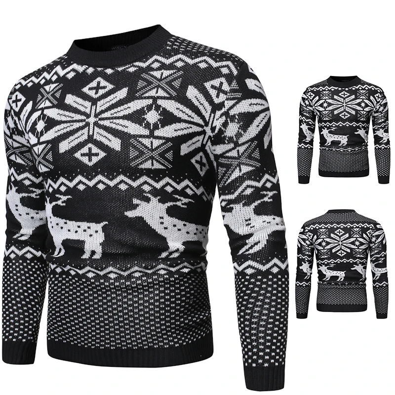 Foreign trade new style large size Christmas deer slim-fit sweater round neck knitted pullover 
Foreign trade new style large size Christmas deer slim-fit sweater round neck knitted pullover