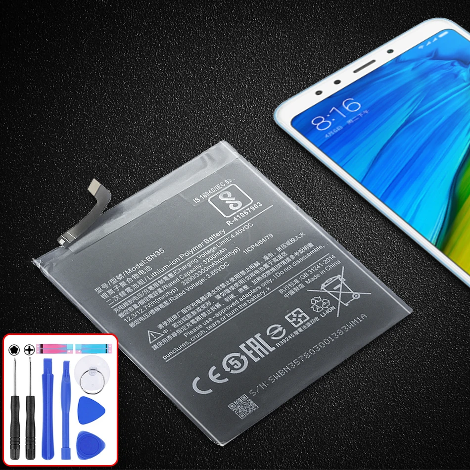 Аккумулятор BN35 3300 мАч для Xiaomi Redmi 5 Redmi5 мощный мобильный телефон сменный