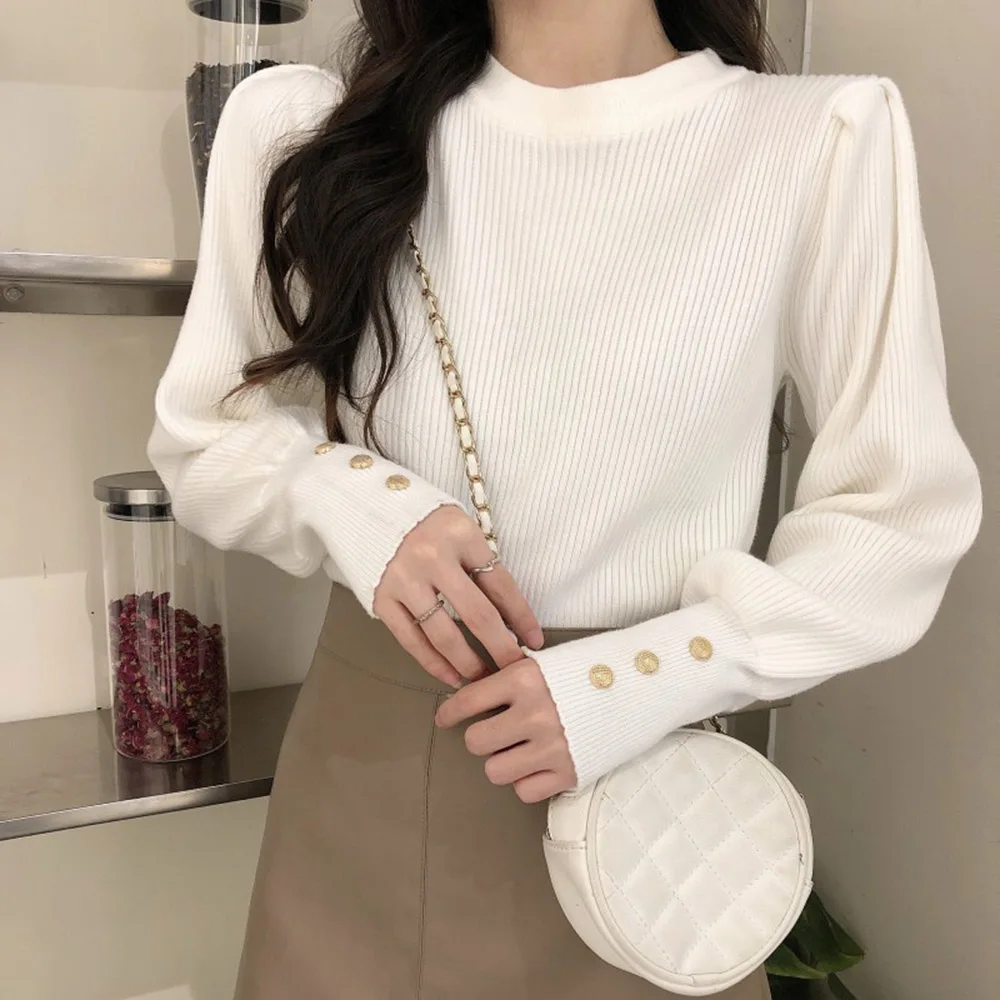 Puff Sleeve Bottoming Sweaters For Women Autumn 2021 New Pullover Long-sleeved Sweater Design Niche Chic Top Solid Color Fashion
Puff Sleeve Bottoming Sweaters For Women Autumn 2021 New Pullover Long-sleeved Sweater Design Niche Chic Top Solid Color Fashion