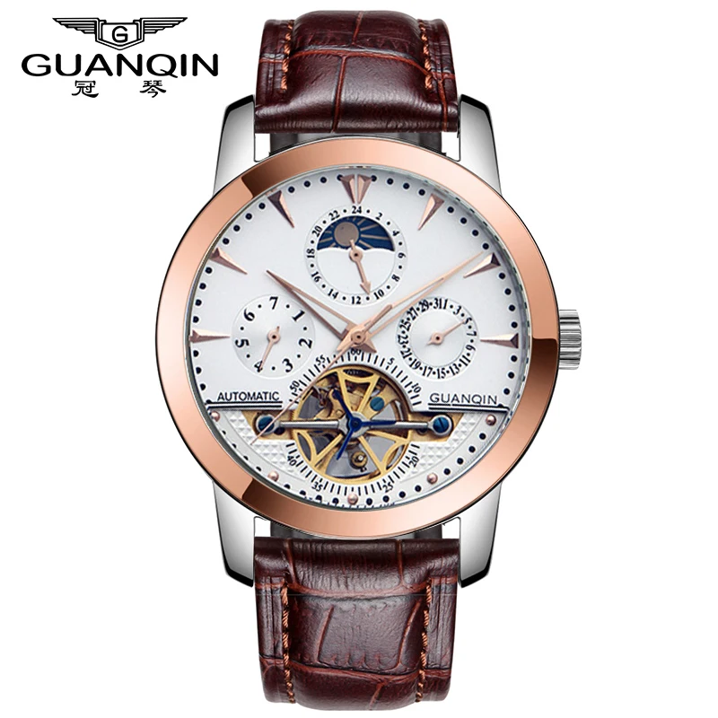2019 GUANQIN clock men Mechanical Tourbillon style Automatic waterproof stainless steel strap date gold watch Erkek kol saati
2019 GUANQIN clock men Mechanical Tourbillon style Automatic waterproof stainless steel strap date gold watch Erkek kol saati