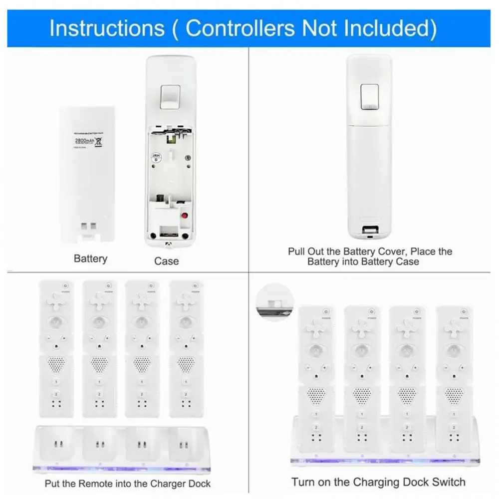 4 Ports Game Console Controller Charging Dock Station for Nintendo Wii U/Wii Games Accessories
4 Ports Game Console Controller Charging Dock Station for Nintendo Wii U/Wii Games Accessories