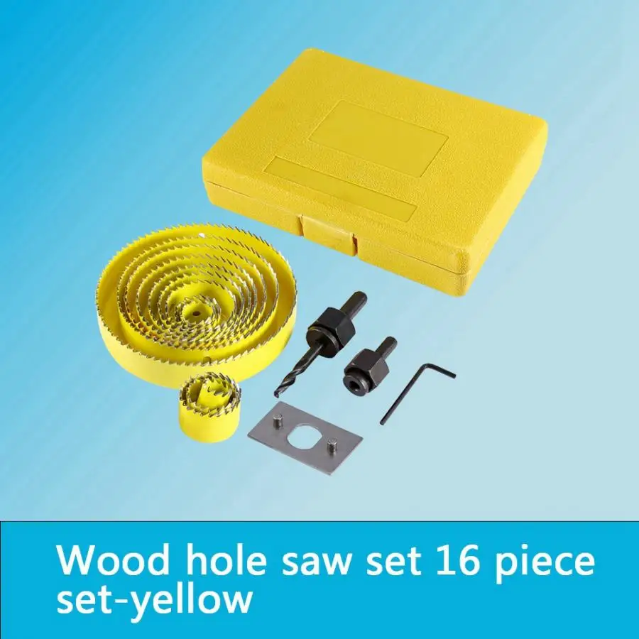 16 Pcs Hole Saw Set 19-127mm Carbon Holesaw Wood Boring Kit Drill Timber Tools TT 
16 Pcs Hole Saw Set 19-127mm Carbon Holesaw Wood Boring Kit Drill Timber Tools TT