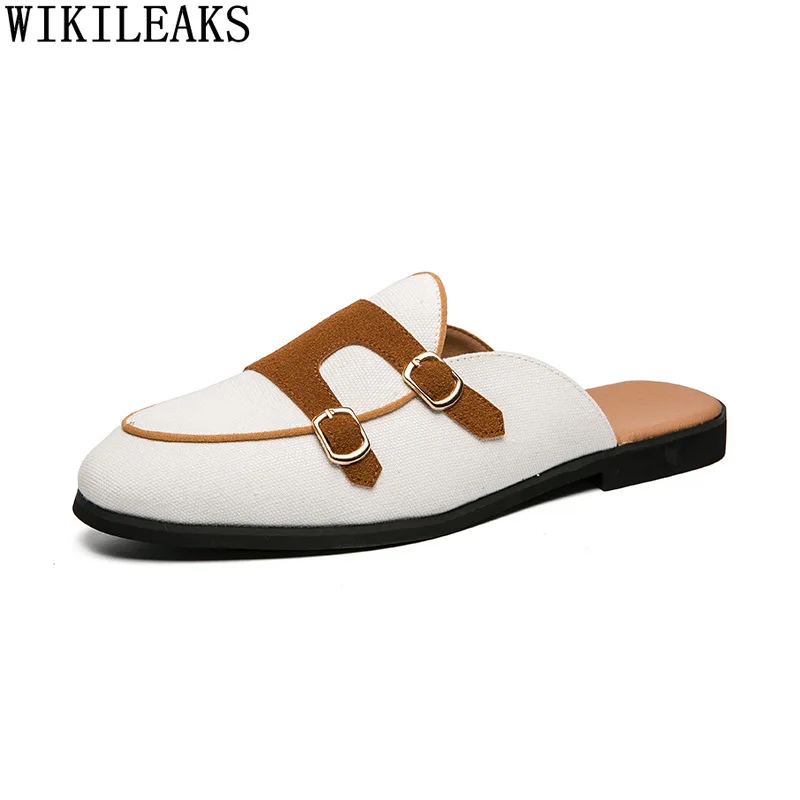 White Mule Slip on Shoes Men Double Monk Strap Half Shoes for Men 2022 Black Leather Casual Shoes Man Mules Homme Zapatos Hombre
White Mule Slip on Shoes Men Double Monk Strap Half Shoes for Men 2022 Black Leather Casual Shoes Man Mules Homme Zapatos Hombre