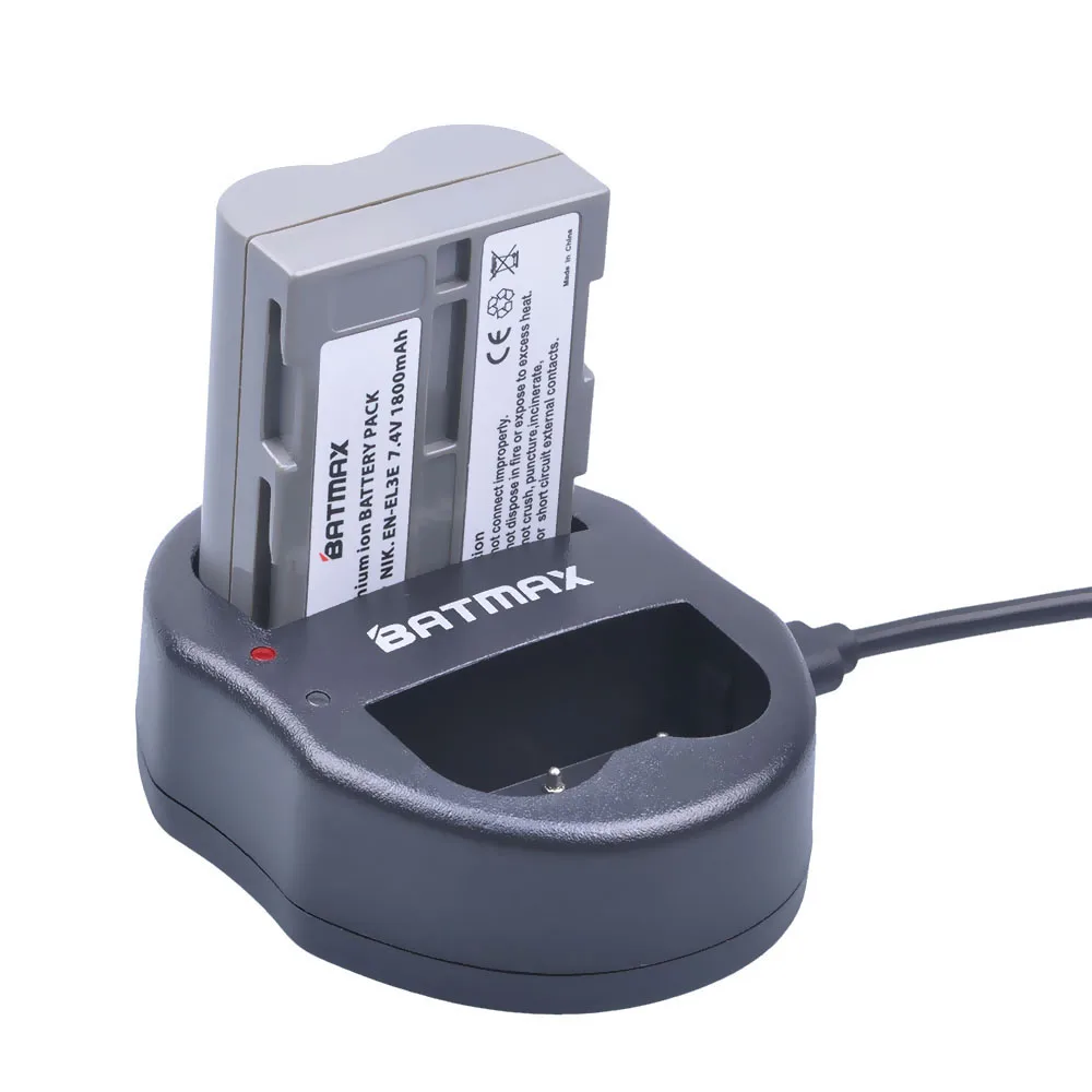 Аккумуляторная батарея Batmax 1800 мАч EN-EL3E EN-EL3 + двойное зарядное устройство USB для