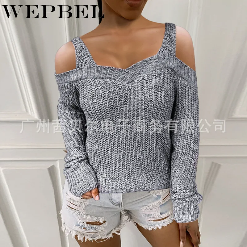 Mandylandy Women Sexy Off Shoulder Loose Knitted Pullover Sweater Casual Lady Solid Color Long Sleeve Sling Sweater Top 
Mandylandy Women Sexy Off Shoulder Loose Knitted Pullover Sweater Casual Lady Solid Color Long Sleeve Sling Sweater Top