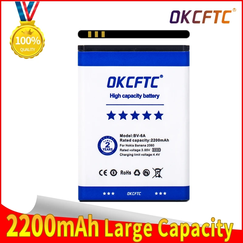 2200mAh BV-6A High Quality Battery for Nokia Banana 2060 3060 5250 C5-03 8110 4G Mobile Phone Batteries
2200mAh BV-6A High Quality Battery for Nokia Banana 2060 3060 5250 C5-03 8110 4G Mobile Phone Batteries