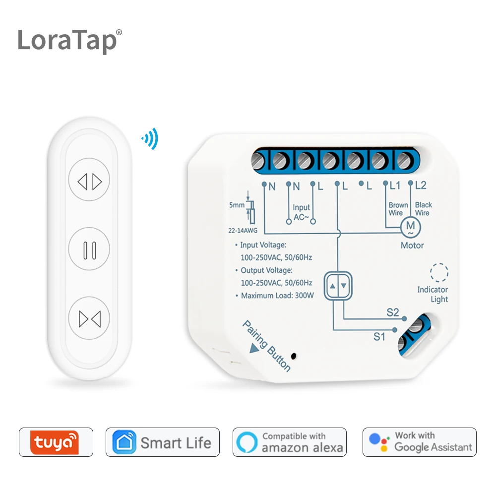 Модуль переключателя штор LoraTap RF+Wi-Fi
Модуль переключателя штор LoraTap RF+Wi-Fi