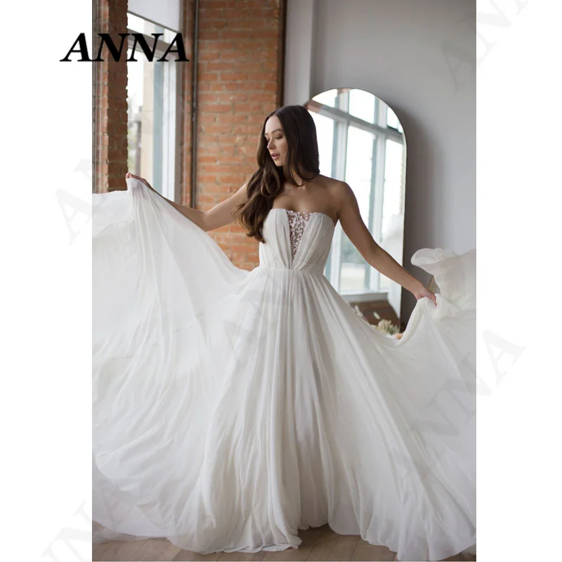ANNA-BEAUTY Store Wedding Dresses 2021 Simple Strapless Tulle Beach Party Gown Elegant Appliques Vestido De Novia for Women
ANNA-BEAUTY Store Wedding Dresses 2021 Simple Strapless Tulle Beach Party Gown Elegant Appliques Vestido De Novia for Women