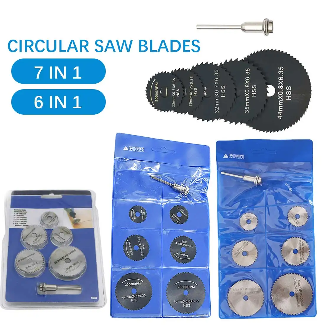 

3.175mm Shank HSS Rotary Tools Circular Saw Blades Cutting Discs with Mandrel Cut off Mini Saw Blade for Wood/ Plastic/ Metal