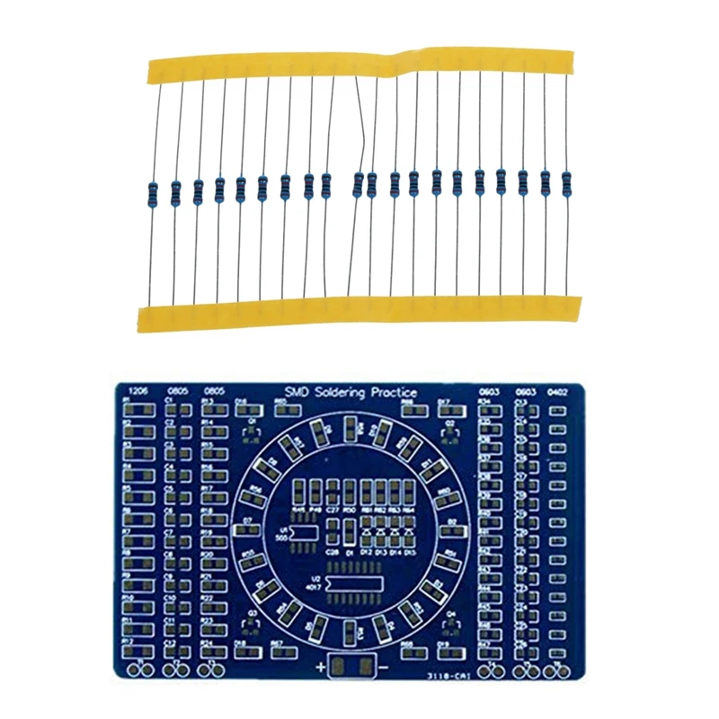 600Pcs 1% 0.25W 1/4W Film Resistor Mix Selection With Rotating LED SMD NE555 Soldering Practice Board DIY Kit
600Pcs 1% 0.25W 1/4W Film Resistor Mix Selection With Rotating LED SMD NE555 Soldering Practice Board DIY Kit