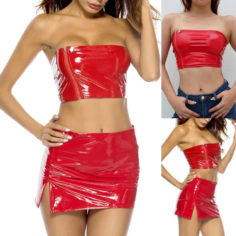 Women Sexy PVC Slim Zipper Crop Top Bodycon Skirt PVC Set Red Color Plus Size 1PCS Top Or 1Set Wholesale
Women Sexy PVC Slim Zipper Crop Top Bodycon Skirt PVC Set Red Color Plus Size 1PCS Top Or 1Set Wholesale