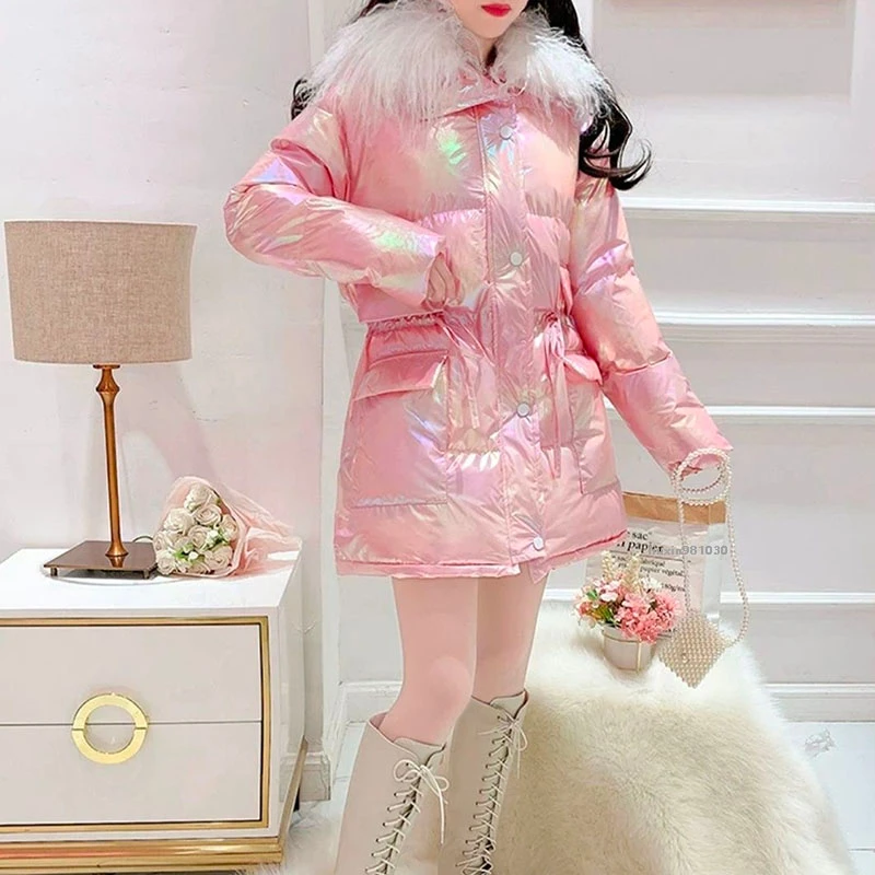 Winter Jacket Women Shiny Cotton Coat Imitated Wool Collar Colorful Bread Warm Jacket Female Korean Loose Jackets Parka MY303 
Winter Jacket Women Shiny Cotton Coat Imitated Wool Collar Colorful Bread Warm Jacket Female Korean Loose Jackets Parka MY303