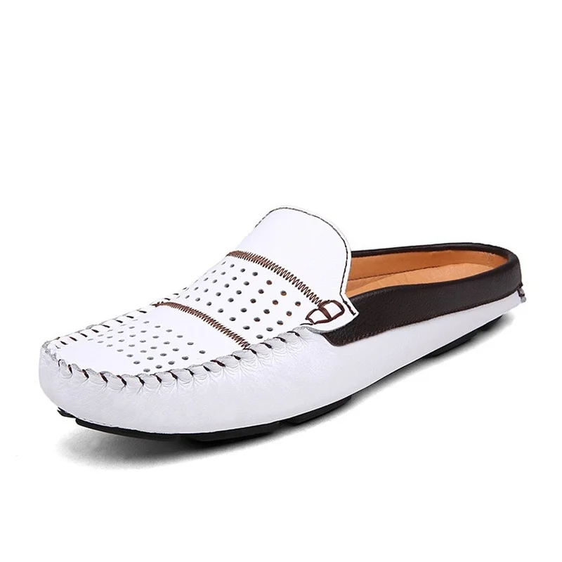 Leather Slippers Men Breathable Holes Casual Shoes Men's Flats Summer Classic White Half Slides Handmade Moccasins Loafers Man
Leather Slippers Men Breathable Holes Casual Shoes Men's Flats Summer Classic White Half Slides Handmade Moccasins Loafers Man