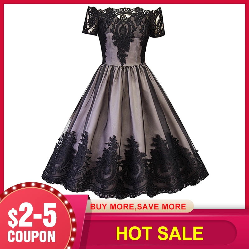summer dress women black off shoulder lace retro plus size dress knee length short Sleeve patchwork sexy vintage Dress
summer dress women black off shoulder lace retro plus size dress knee length short Sleeve patchwork sexy vintage Dress