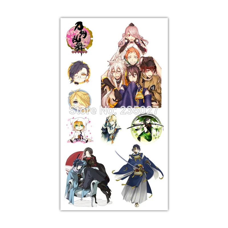 100 шт./лот аниме Touken Ranbu тату наклейки бумажные татуировки для детей тело Руки