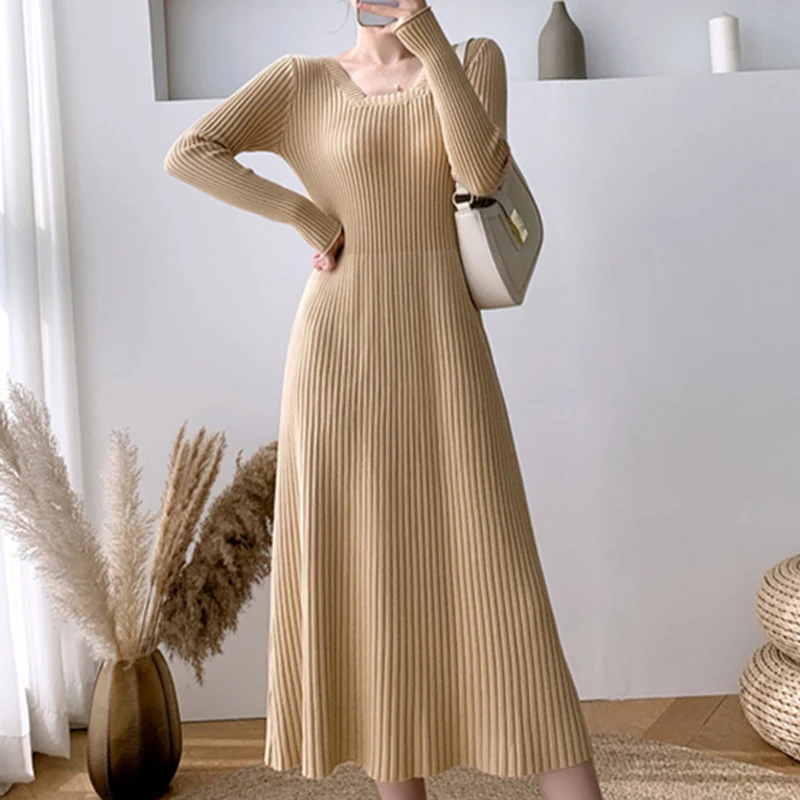 Large Size Blue Dresses Knit Loose Square Neck Long Sweater Clothing Keep Warm Autumn Winter Khaki Black
Large Size Blue Dresses Knit Loose Square Neck Long Sweater Clothing Keep Warm Autumn Winter Khaki Black