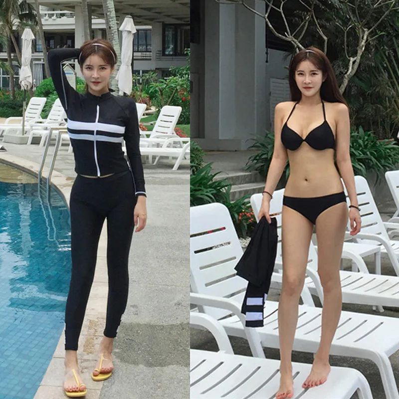 2021 RashGuard Women Swimsuit Long Pants Surf Swimwear Slim Bikinis Female 4 Pieces Sports Beachwear Bodysuit Long Sleeve Zipper
2021 RashGuard Women Swimsuit Long Pants Surf Swimwear Slim Bikinis Female 4 Pieces Sports Beachwear Bodysuit Long Sleeve Zipper