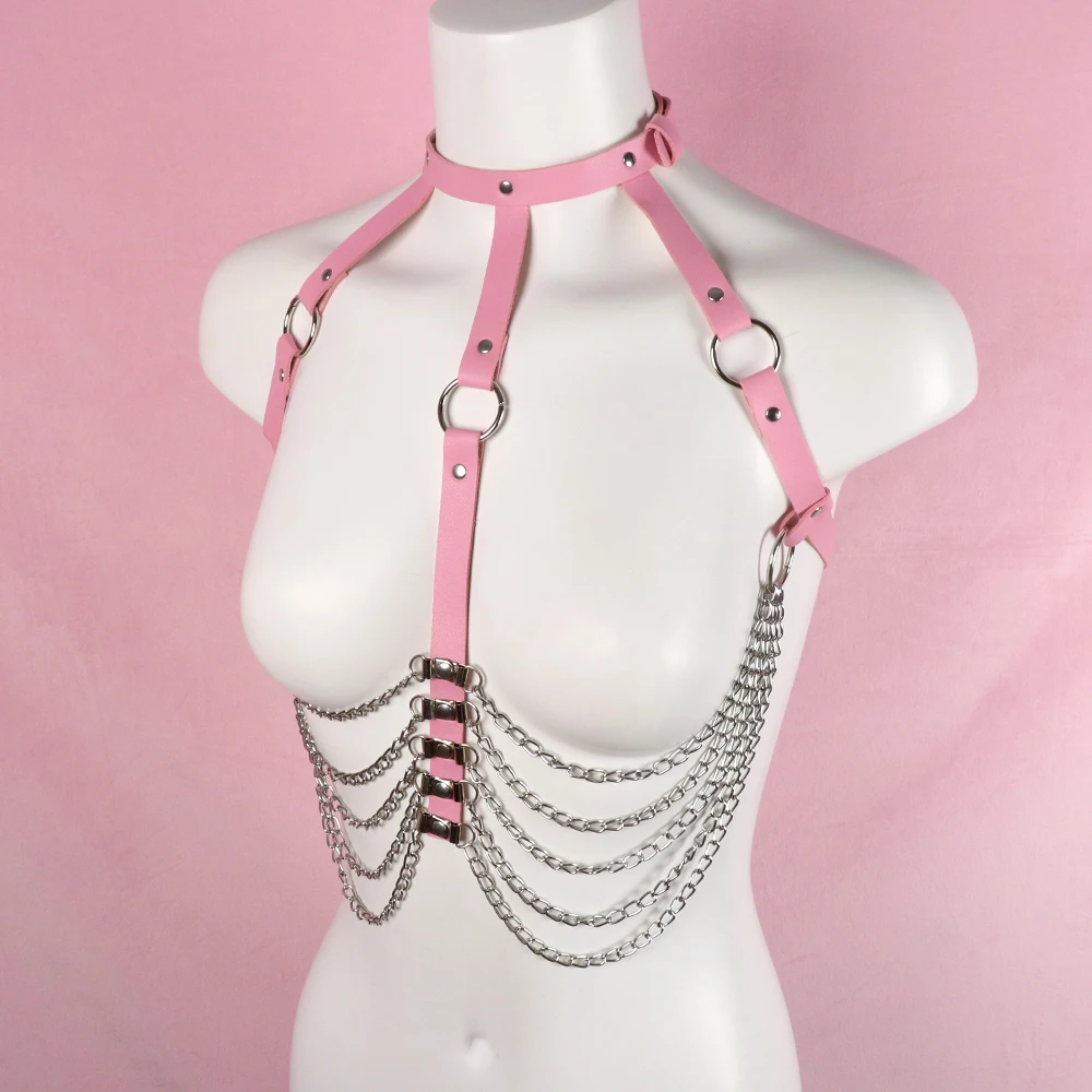 Leather Harness Women Pink Body Bondage Cage Straps Suspenders Metal Chain Tassel Sexy Lingerie Summer Festival Clothes Jewelry
Leather Harness Women Pink Body Bondage Cage Straps Suspenders Metal Chain Tassel Sexy Lingerie Summer Festival Clothes Jewelry