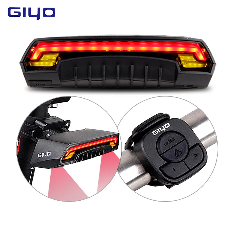 

GIYO Laser Bike Taillight USB Rechargeable LED Cycling Rear Light Lamp 85 Lumen Mount Red Lantern For Bicycle Light Accessories