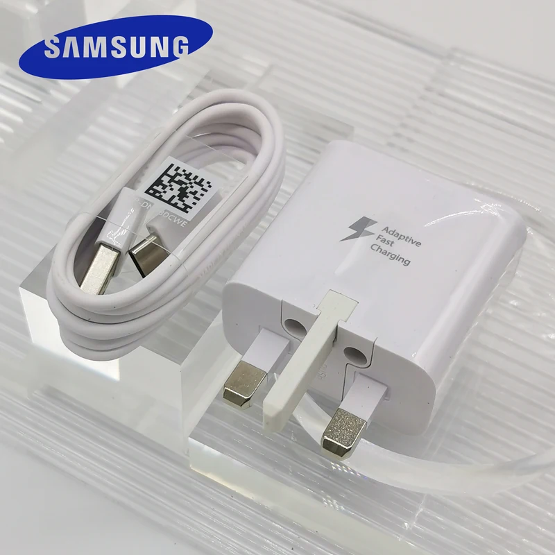 Быстрая зарядка Samsung переходник с вилкой Стандарта Великобритании кабелем типа C