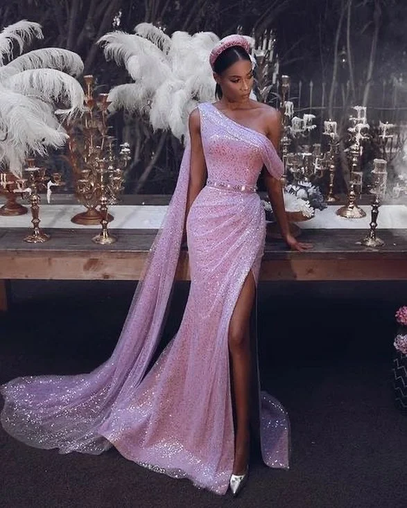 Evening Dress 2020 Mermaid Pink Sequined For Women One Shouder Turkey in Dubai Formal party long Night Prom Gowns Plus Size
Evening Dress 2020 Mermaid Pink Sequined For Women One Shouder Turkey in Dubai Formal party long Night Prom Gowns Plus Size