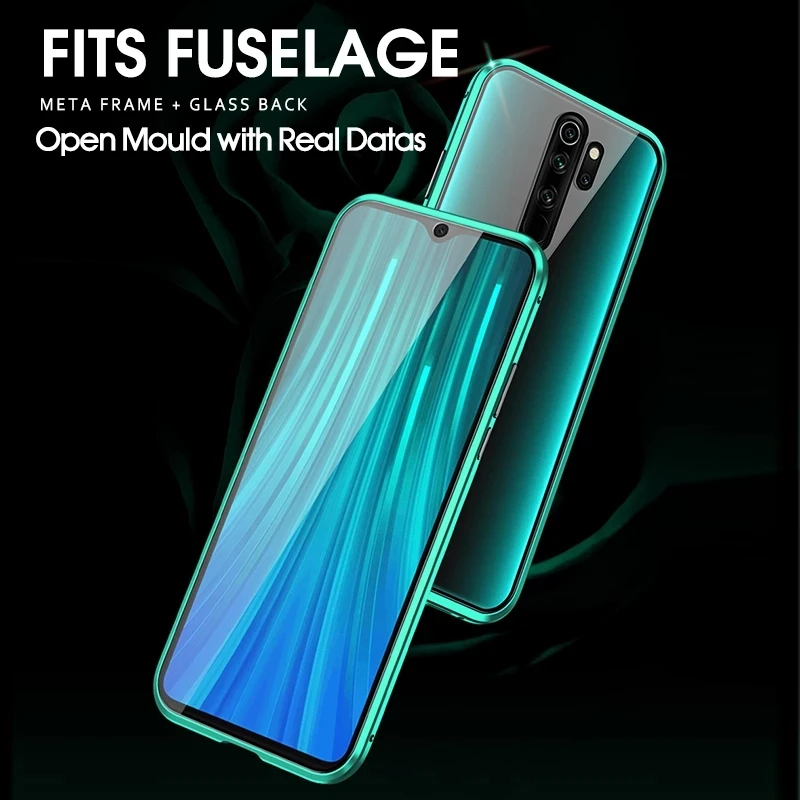 360 Metal Magnetic Case For Xiaomi Redmi Note 10 9 9T 9S 8 7 8T Pro Mi T K20 POCO X3 M3 F3 Tempered Glass Cover | Мобильные телефоны