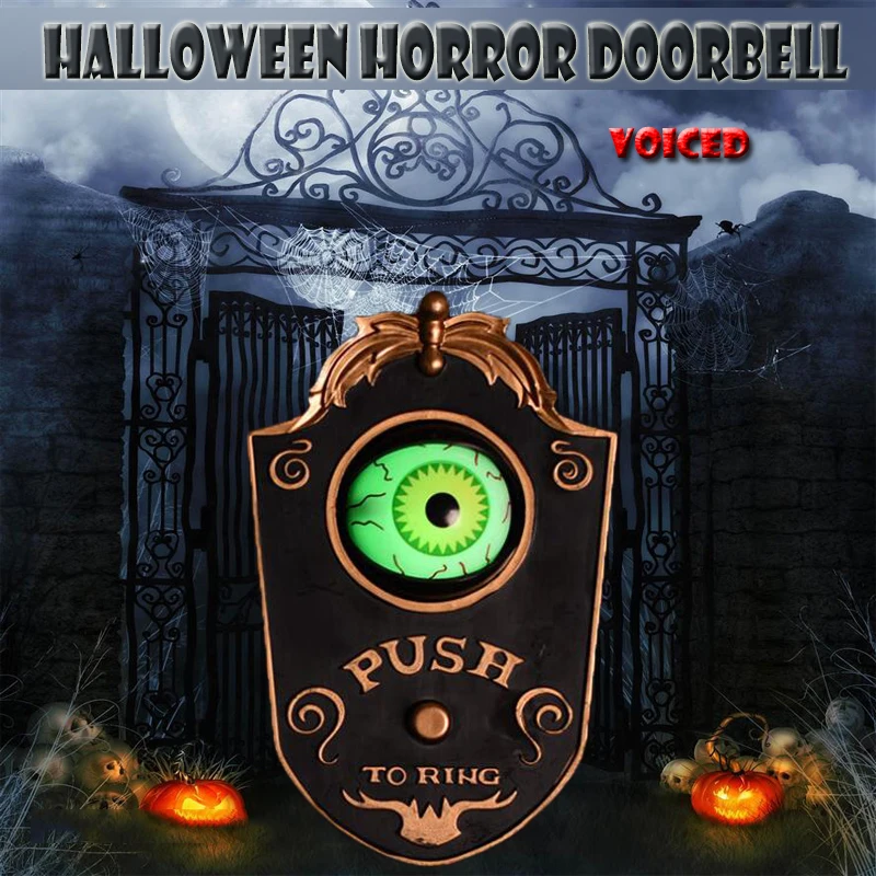Halloween One-eyed Doorbell Glowing Decoration Horror Props Door Hanging Plastic Doorbell Eyeball Escape Home Rotating Eyes 
Halloween One-eyed Doorbell Glowing Decoration Horror Props Door Hanging Plastic Doorbell Eyeball Escape Home Rotating Eyes