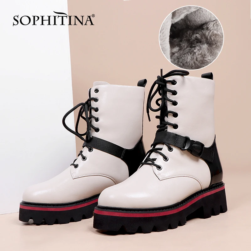 SOPHITINA Winter Boots Women Warm Platform Lace-Up Lady Boots Genuine Leather Buckle Strap Long Plush Fashion Female Shoes C933
SOPHITINA Winter Boots Women Warm Platform Lace-Up Lady Boots Genuine Leather Buckle Strap Long Plush Fashion Female Shoes C933