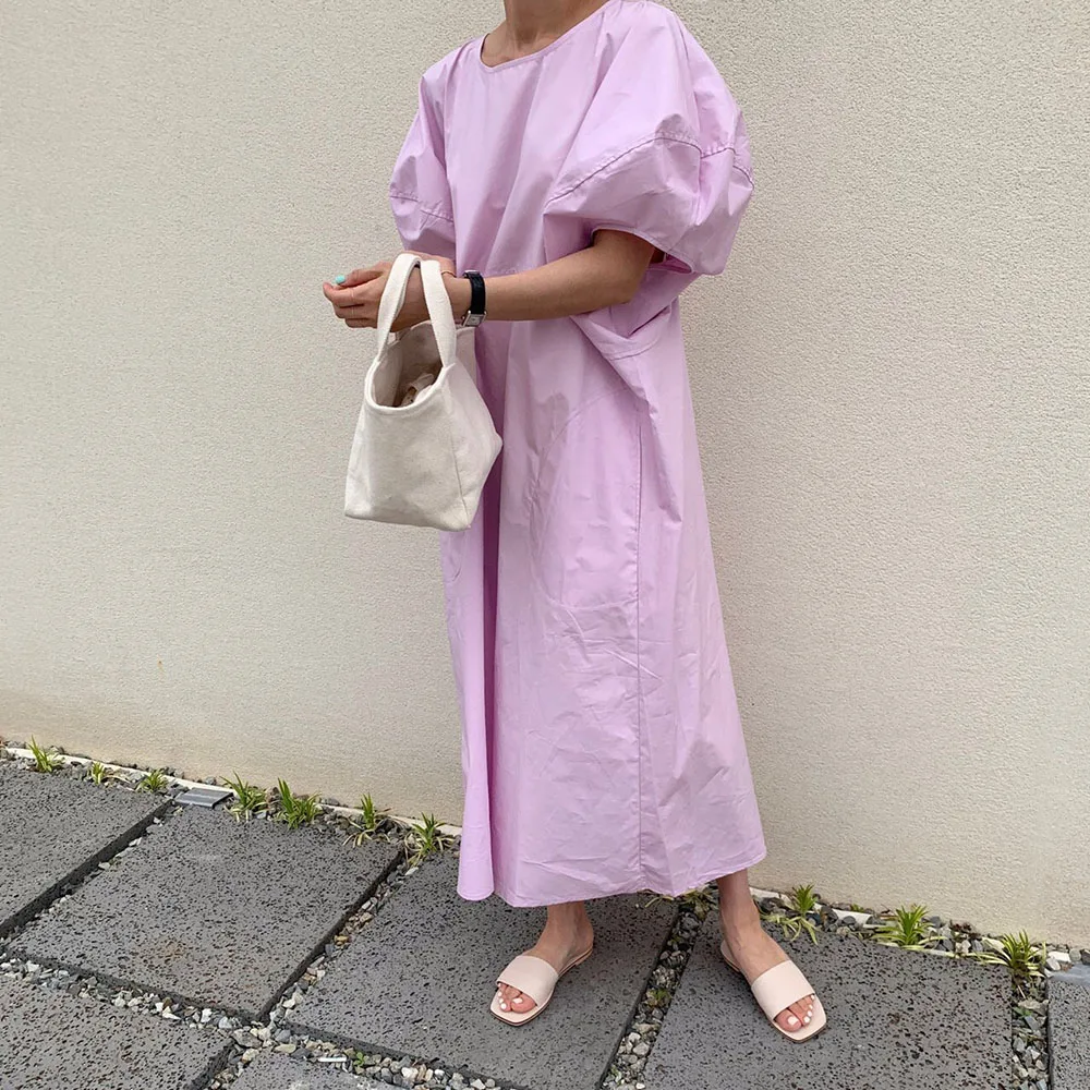 Fashion Casual 2021 Summer Women's Dress Temperament Loose Pocket Solid Color Retro Round Neck Lantern Sleeve
Fashion Casual 2021 Summer Women's Dress Temperament Loose Pocket Solid Color Retro Round Neck Lantern Sleeve