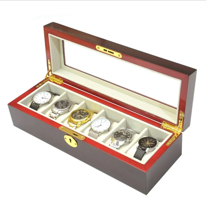 Luxury Edition 6-digit Lacquered Wooden Watch Box Storage Box with Key Retro Window Watch Storage Box
Luxury Edition 6-digit Lacquered Wooden Watch Box Storage Box with Key Retro Window Watch Storage Box