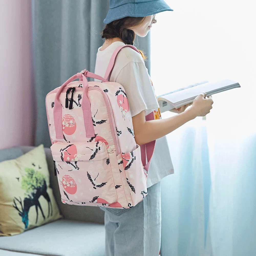 Girls Waterproof Travel Backpack Crane Preppy Students Schoolbag for Teens Girls Simple Pink White Backpack for College Students
Girls Waterproof Travel Backpack Crane Preppy Students Schoolbag for Teens Girls Simple Pink White Backpack for College Students