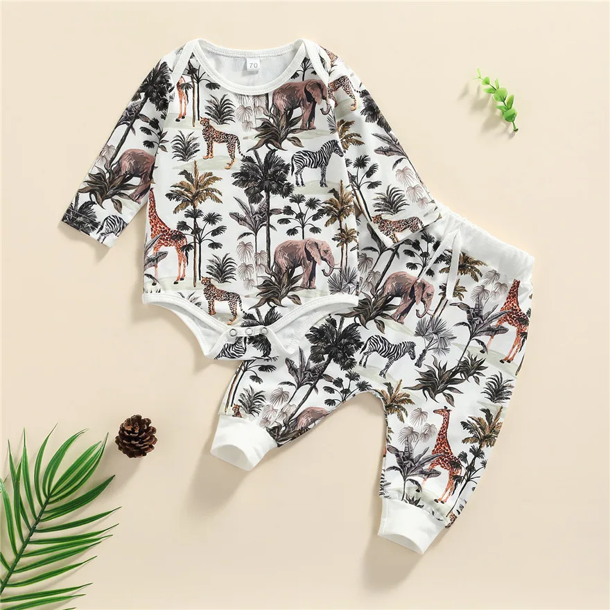 Two Piece Baby Boy Clothes Fresh Forest Animals Printed Long Sleeve Romper Pants Autumn Outfits Set
Two Piece Baby Boy Clothes Fresh Forest Animals Printed Long Sleeve Romper Pants Autumn Outfits Set