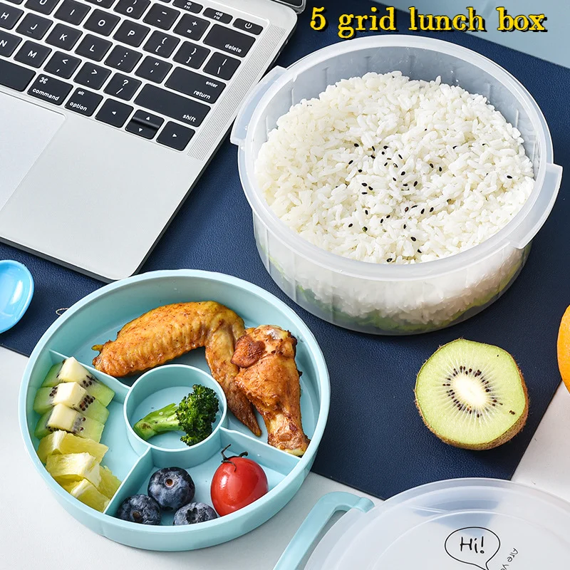 5 Gird Children's Lunch Box 2-layer Plastic Bento Box Round Fresh-keeping Box Microwave Portable Food Storage Box
5 Gird Children's Lunch Box 2-layer Plastic Bento Box Round Fresh-keeping Box Microwave Portable Food Storage Box