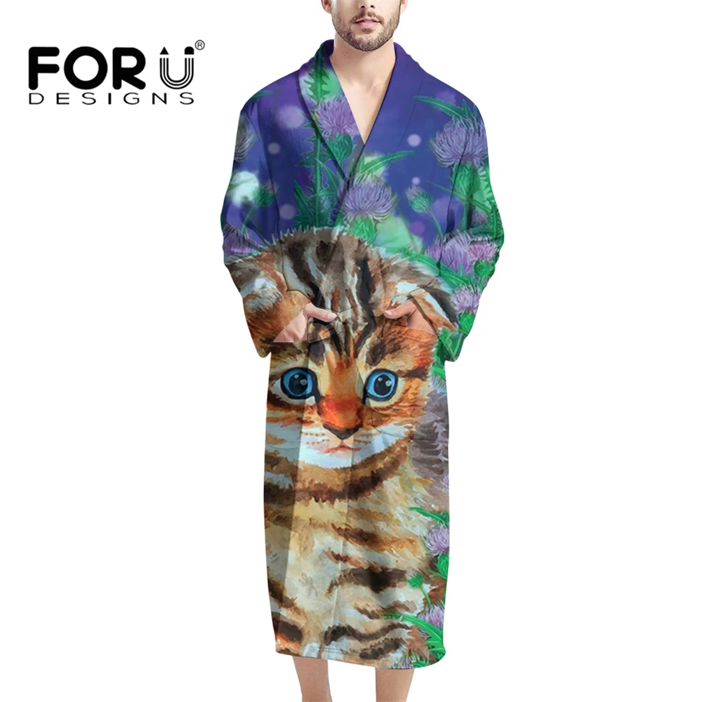 FORUDESIGNS/мужской цветной реалистичный халат с рисунком кота, фланелевые длинные халаты, мягкая спа-ванна с v-образным вырезом, повседневная од... 
FORUDESIGNS/мужской цветной реалистичный халат с рисунком кота, фланелевые длинные халаты, мягкая спа-ванна с v-образным вырезом, повседневная од...