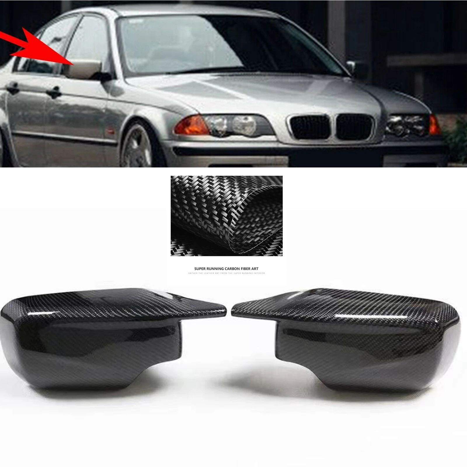 Real Carbon Fiber M Style Side Rear View Mirror Cover Cap Replacement Shell For BMW 3 Series E46 325i 330i Sedan 1998-2005 4Door
Real Carbon Fiber M Style Side Rear View Mirror Cover Cap Replacement Shell For BMW 3 Series E46 325i 330i Sedan 1998-2005 4Door