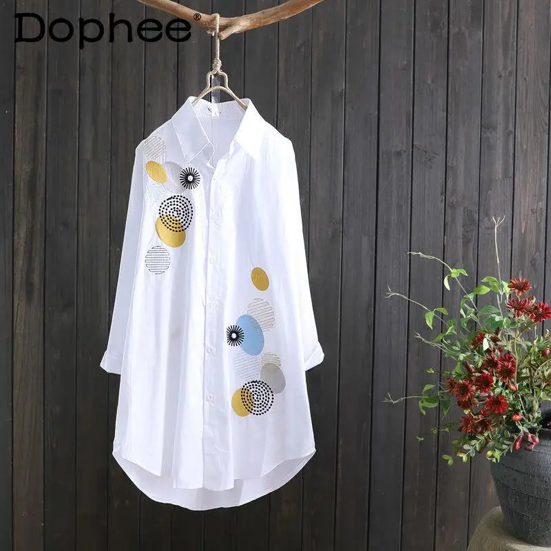 Pure Cotton Plus Size Flower Embroidery Long Blouse Women 2021 Spring Long Sleeve Loose Blusas Ladies Office Work Buttons Tops
Pure Cotton Plus Size Flower Embroidery Long Blouse Women 2021 Spring Long Sleeve Loose Blusas Ladies Office Work Buttons Tops