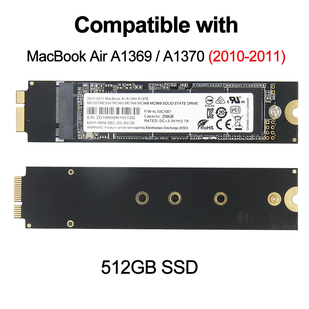 НОВЫЙ 512 ГБ SSD совместимый с 2010 2011 Macbook Air A1369 A1370 512G HD твердотельный диск |