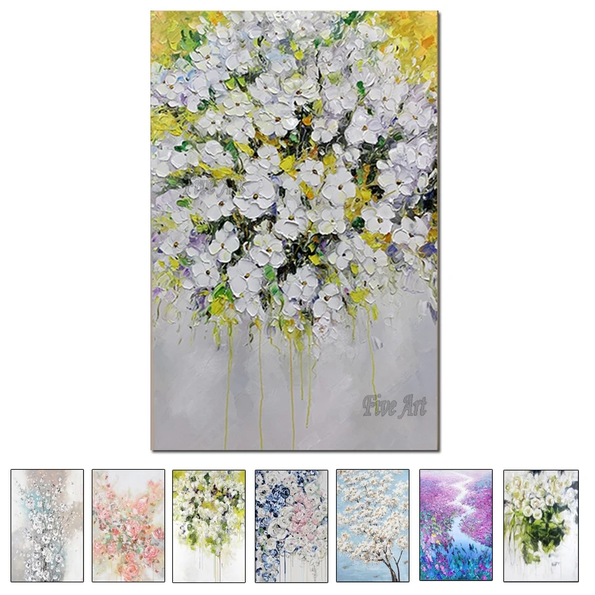

Textured Colorful Abstract Flower Paintings Handmade Oil Painting Canvas Art Wall Pictures Handpainted Oil Paintings Living Room