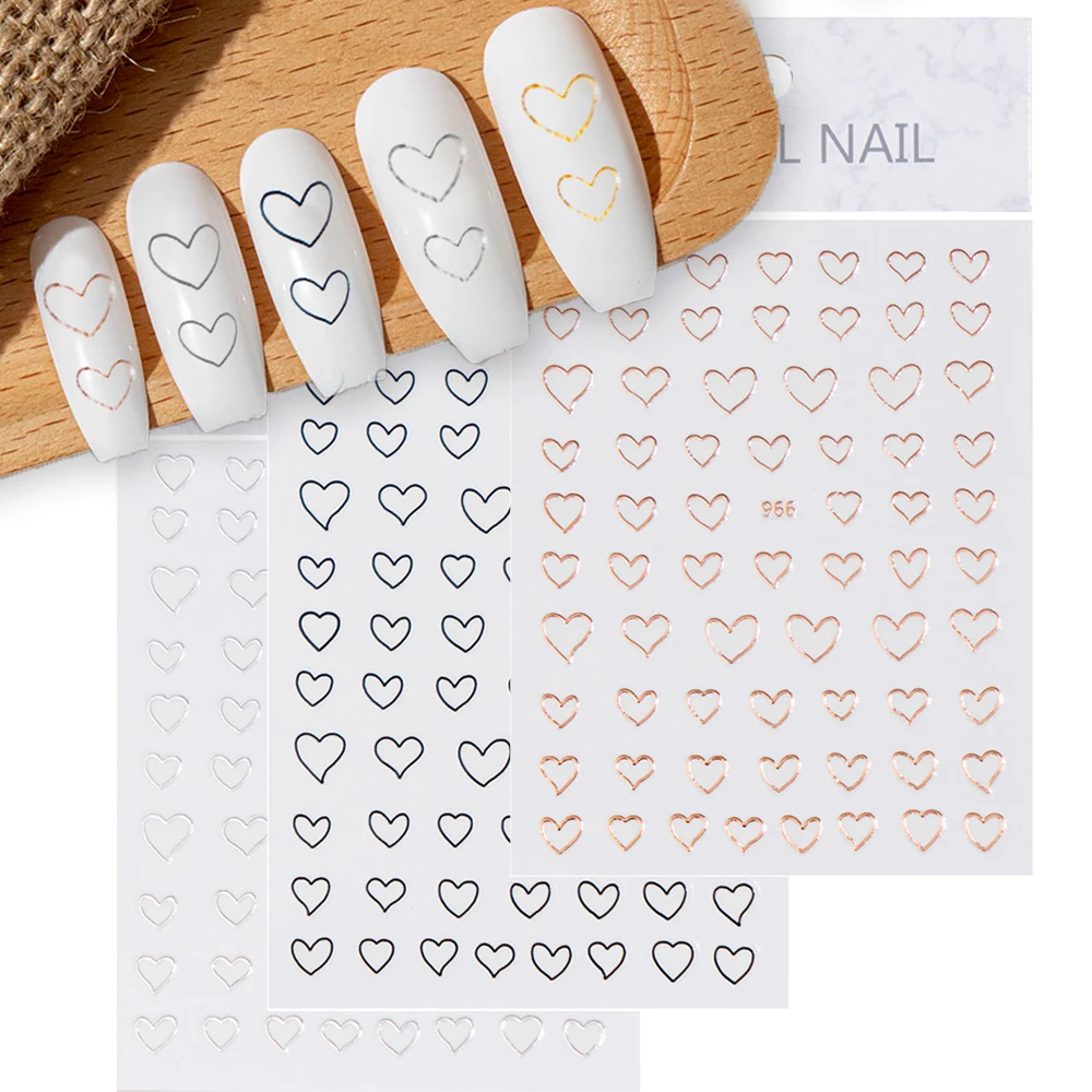1Pcs Hollow Heart Love Nail Art Stickers Cute Black Peach Self-Adhesive Slider Design Decals DIY Manicure Decoration Accessories
1Pcs Hollow Heart Love Nail Art Stickers Cute Black Peach Self-Adhesive Slider Design Decals DIY Manicure Decoration Accessories